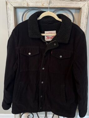 Levi’s Sherpa Lined Corduroy Trucker Jacket Black Men’s L Workwear